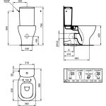Ideal Standard Tesi Close Coupled Back-to-Wall Toilet with Normal Seat