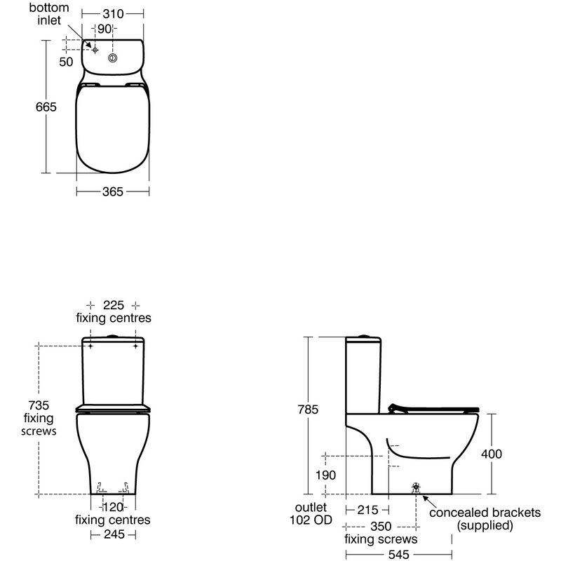 Ideal Standard Tesi Aquablade Close Coupled Toilet 6/4l with Standard Thin Seat