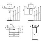 Ideal Standard i.Life S 600mm 1 Tap Hole Basin & Semi Pedestal