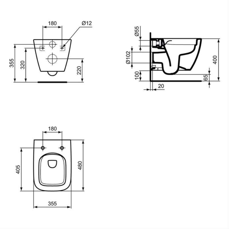 Ideal Standard i.life S Compact Wall Hung WC Pan RimLS+ T4592