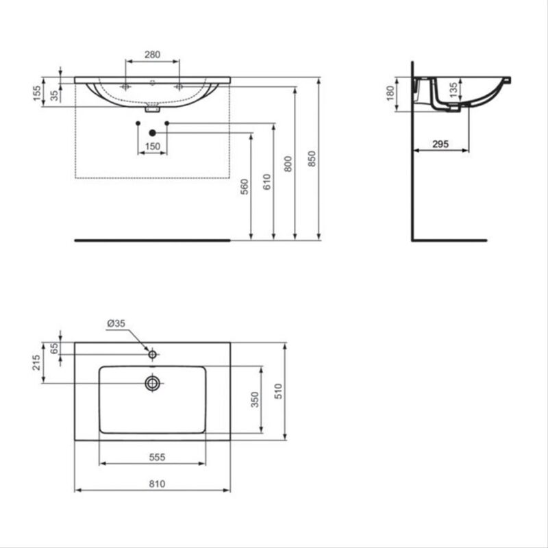 Ideal Standard i.life B 81cm Vanity Basin 1 Taphole T4604