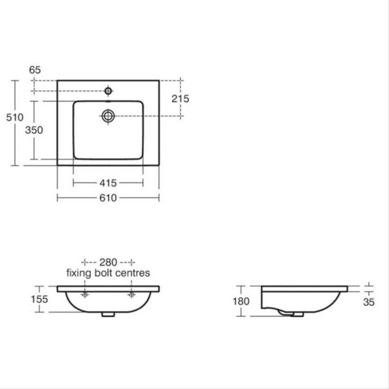 Ideal Standard i.life B 61cm Vanity Basin 1 Taphole T4605