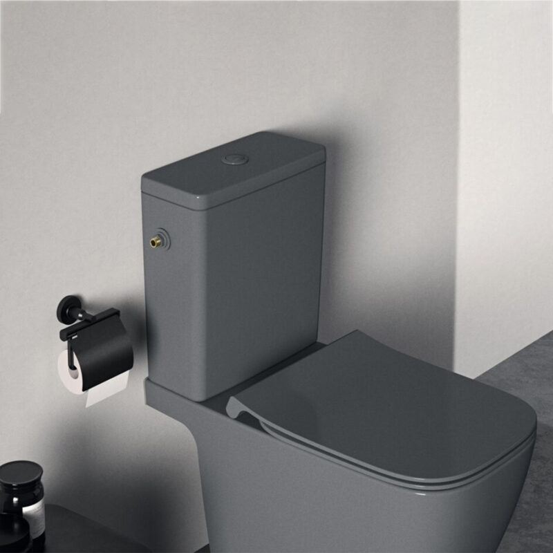 Ideal Standard i.Life B Gloss Grey Rimless Close Coupled Toilet with Soft Close Slim Seat