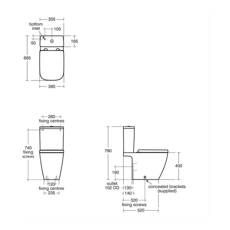 Ideal Standard i.Life B Gloss Grey Rimless Close Coupled Toilet with Soft Close Slim Seat