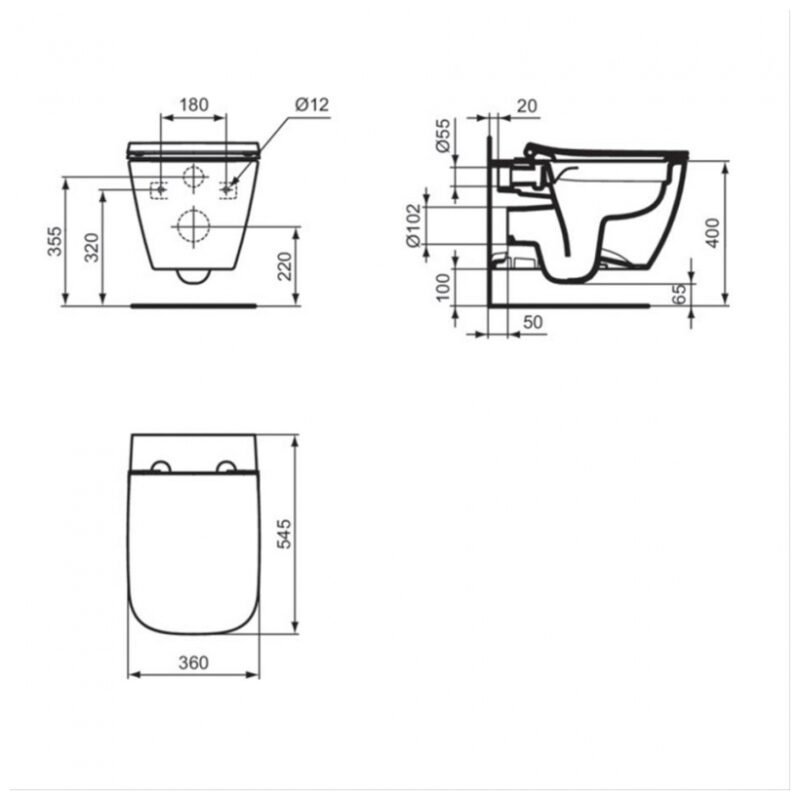 Ideal Standard i.Life B Rimless Wall Hung Toilet Pan T4614