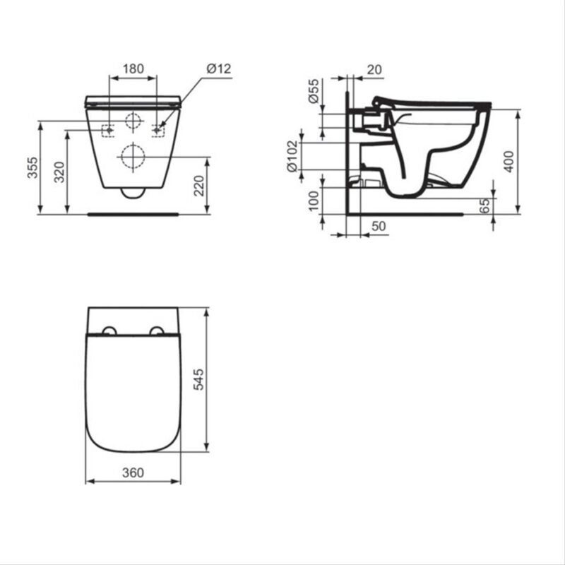 Ideal Standard i.Life B Wall Mounted Rimless Toilet with Slow Close Seat