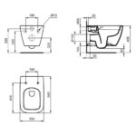 Ideal Standard i.Life B Wall Mounted Grey Rimless Toilet with Slow Close Seat