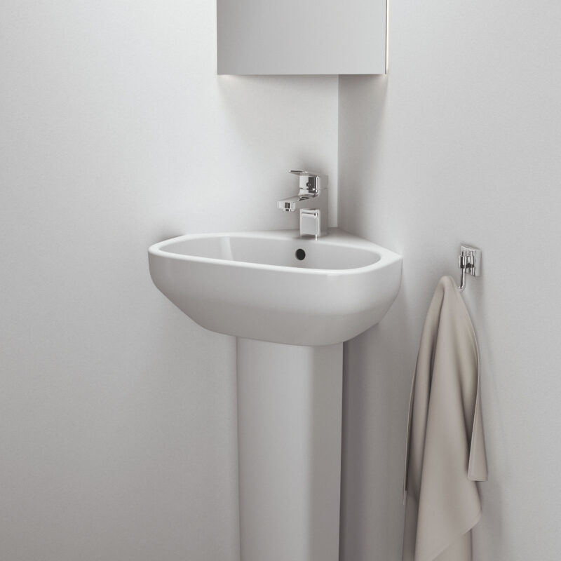 Ideal Standard i.Life A 400mm 1 Tap Hole Corner Handrinse Basin & Full Pedestal