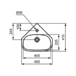 Ideal Standard i.Life A Corner Handrinse Basin 400mm 1 Tap Hole T4711
