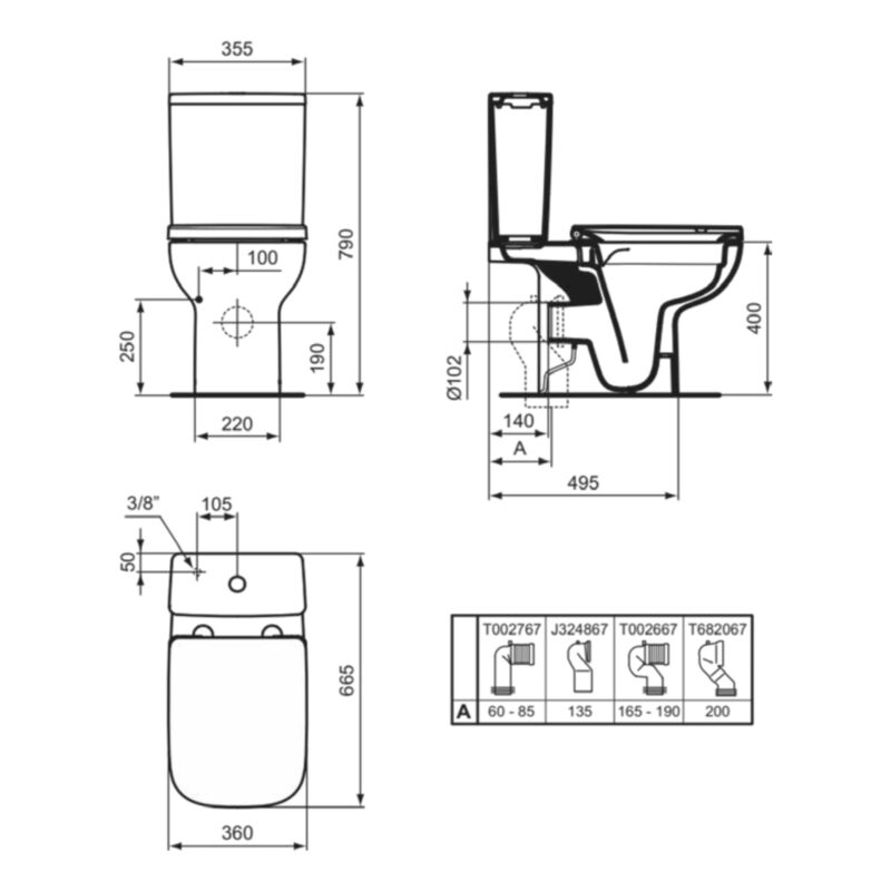 Ideal Standard i.Life A Rimless Close Coupled Toilet with Soft Close Slim Seat