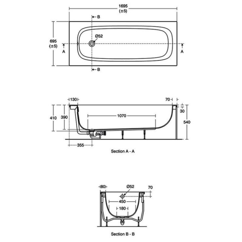 Ideal Standard i.Life Single Ended Bath 1700x700mm T4772