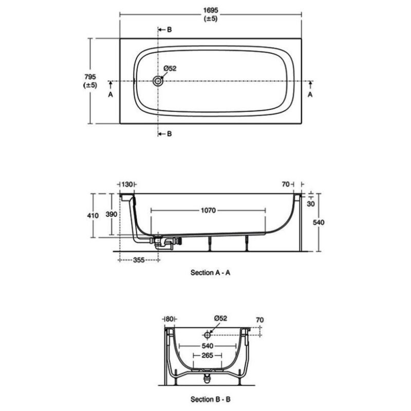 Ideal Standard i.Life Single Ended Bath 1700x800mm T4774