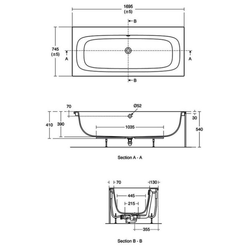 Ideal Standard i.Life Double Ended Bath 1700x750mm T4776