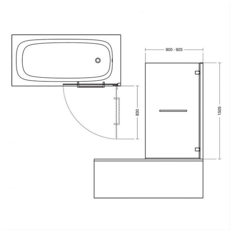 Ideal Standard i.Life RH Bath Sscreen with Towel Rail 1500x900mm 8mm Glass