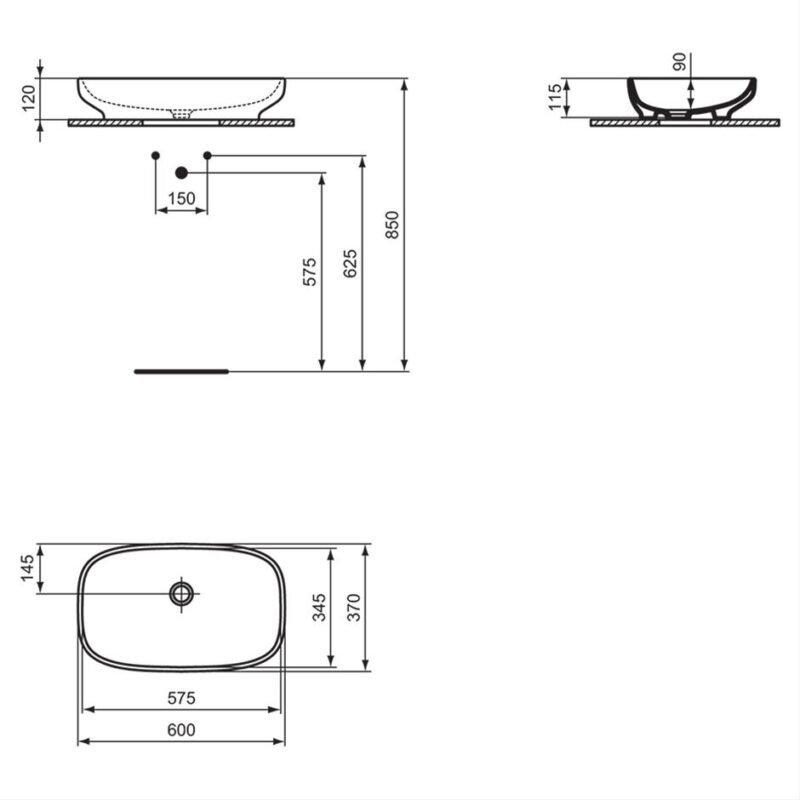 Ideal Standard i.Life B 60cm Rectangular Vessel Basin