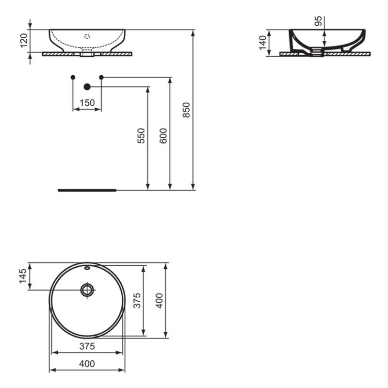 Ideal Standard i.Life B 40cm Round Vessel Basin with Overflow