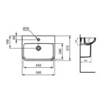 Ideal Standard i.Life S Compact Washbasin 500mm 1 Tap Hole T5185