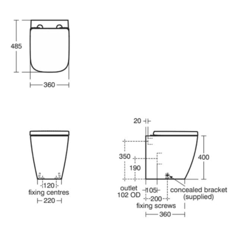 Ideal Standard i.Life S Rimless Back to Wall Toilet with Soft Close Slim Seat