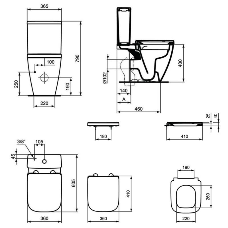 Ideal Standard i.Life S Rimless Compact Toilet with 4/2.6 Litre Cistern & Soft Close Seat