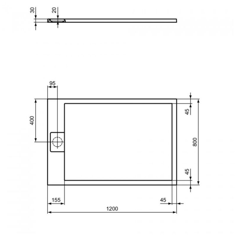Ideal Standard i.Life Ultra Flat Shower Tray 1200x800mm T5220 Black