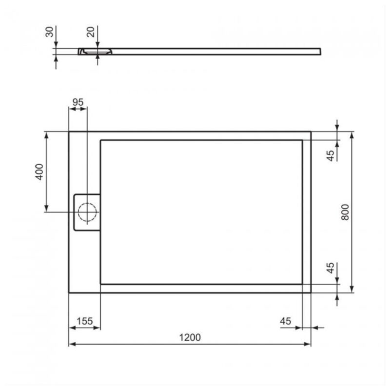Ideal Standard i.Life Ultra Flat S Shower Tray 1200x900mm T5221 Black