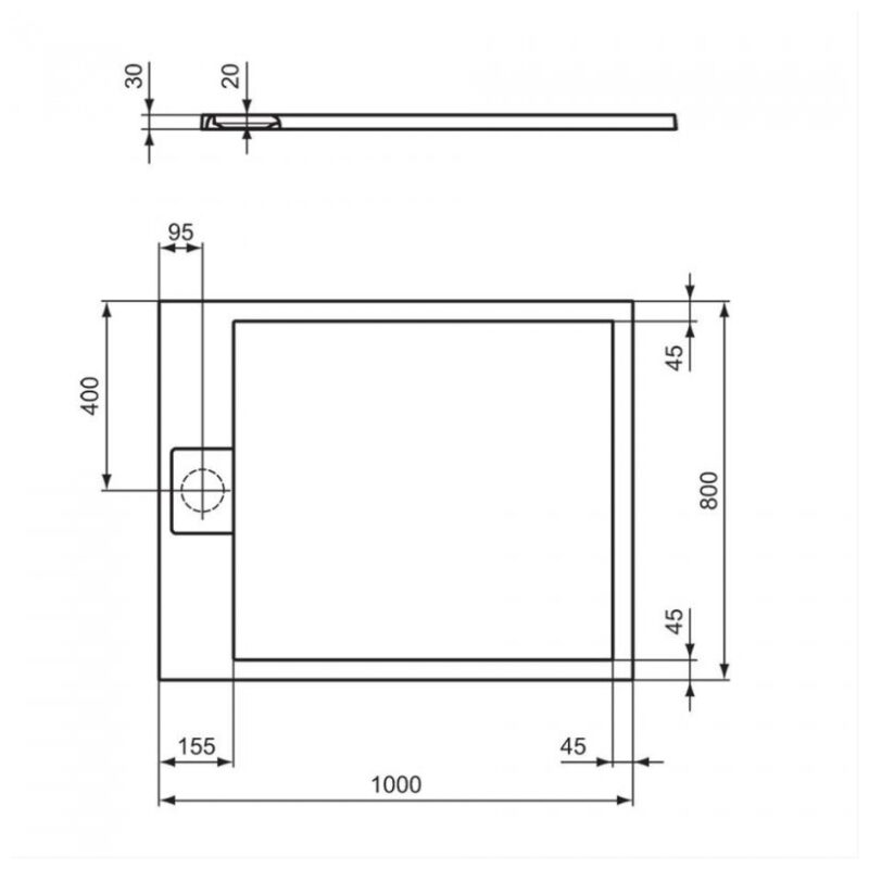 Ideal Standard i.Life Ultra Flat Shower Tray 1000x800mm T5223 Black