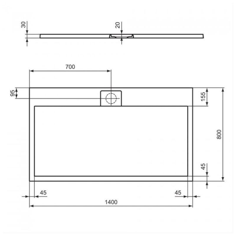 Ideal Standard i.Life Ultra Flat Shower Tray 1400x800mm T5224 Black