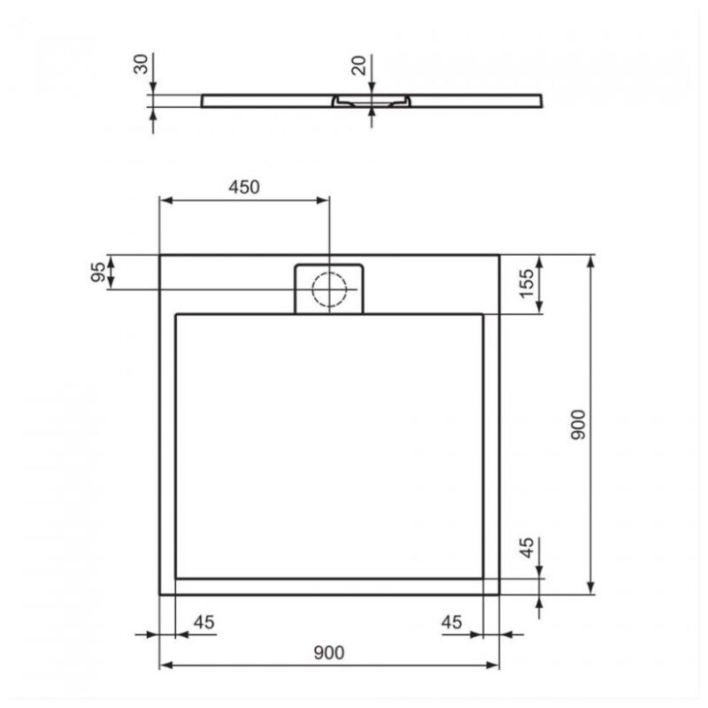 Ideal Standard i.Life Ultra Flat Square Shower Tray 900x900mm T5227 Black