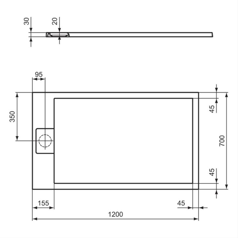 Ideal Standard i.life Ultra Flat S 1200x700mm Shower Tray T5233 White