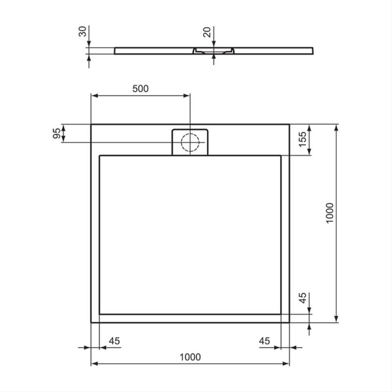 Ideal Standard i.Life Ultra Flat S Shower Tray 100x100cm White