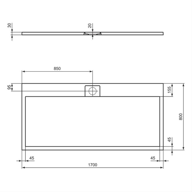 Ideal Standard i.life Ultra Flat S 1700x800mm Shower Tray T5238 White