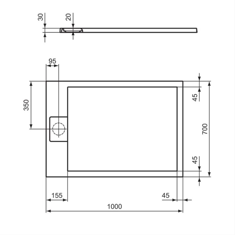 Ideal Standard i.life Ultra Flat S 1000x700mm Shower Tray T5240 White