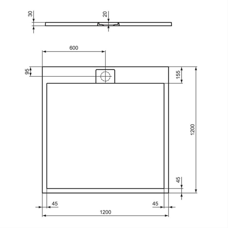 Ideal Standard i.Life Ultra Flat S Shower Tray 120x120cm White