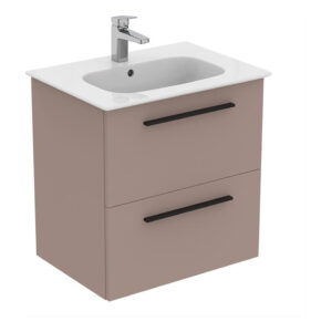 Ideal Standard i.life A Wall Mounted Basin Unit 600mm 2 Drawer Matt Greige
