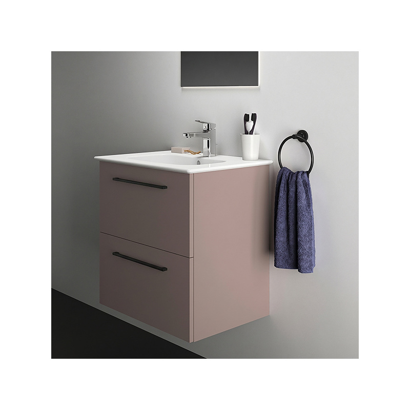 Ideal Standard i.life A Wall Mounted Basin Unit 600mm 2 Drawer Matt Greige