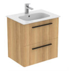 Ideal Standard i.life A Wall Mounted Basin Unit 600mm 2 Drawer Natural Oak