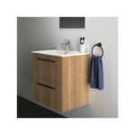 Ideal Standard i.life A Wall Mounted Basin Unit 600mm 2 Drawer Natural Oak