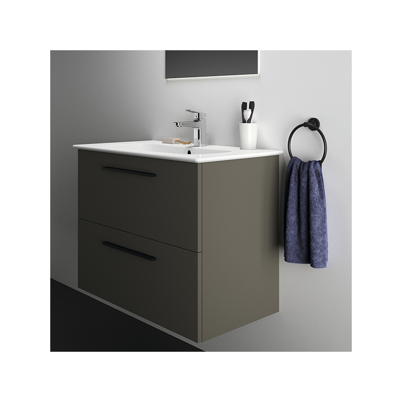 Ideal Standard i.life A Wall Mounted Basin Unit 800mm 2 Drawer Matt Quartz Grey