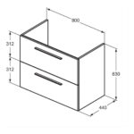 Ideal Standard i.life A Wall Mounted Basin Unit 800mm 2 Drawer Matt Quartz Grey