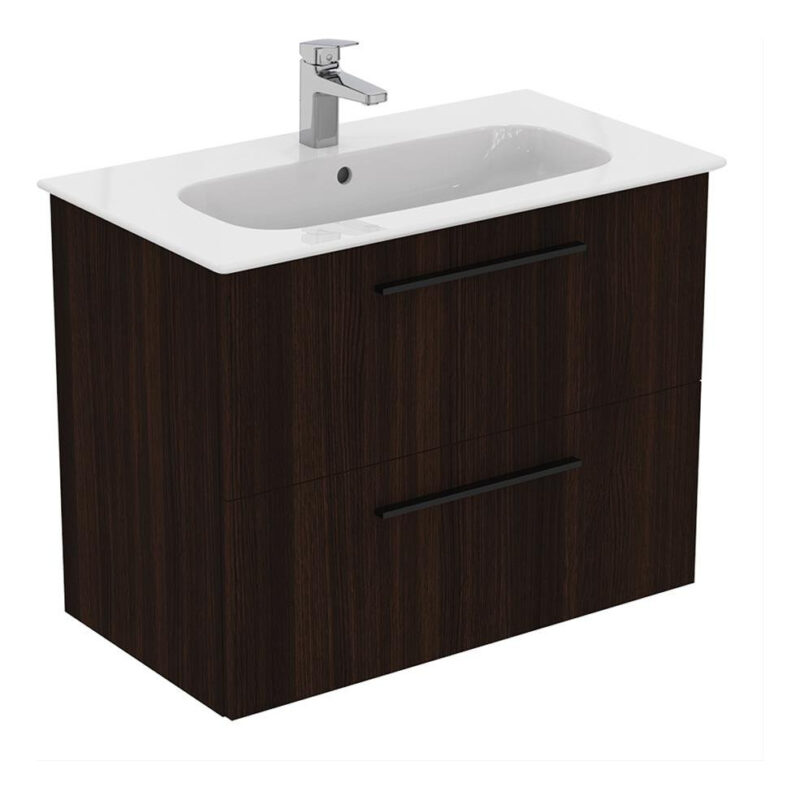 Ideal Standard i.life A Wall Mounted Basin Unit 800mm 2 Drawer Coffee Oak Ideal Standard i.life A Wall Mounted Basin Unit 800mm 2 Drawer Coffee Oak