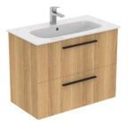 Ideal Standard i.life A Wall Mounted Basin Unit 800mm 2 Drawer Natural Oak