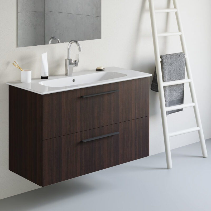 Ideal Standard i.life A Wall Mounted Basin Unit 1000mm 2 Drawer Coffee Oak