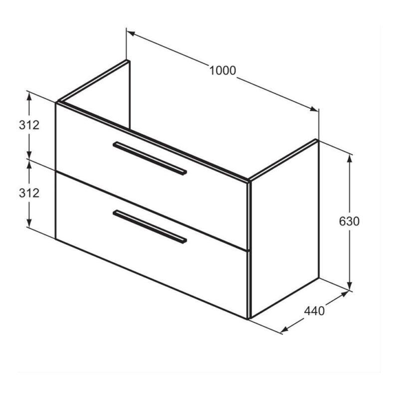 Ideal Standard i.life A Wall Mounted Basin Unit 1000mm 2 Drawer Coffee Oak