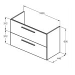 Ideal Standard i.life A Wall Mounted Basin Unit 1000mm 2 Drawer Natural Oak