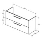 Ideal Standard i.life A Wall Mounted Basin Unit 1200mm 2 Drawer Coffee Oak