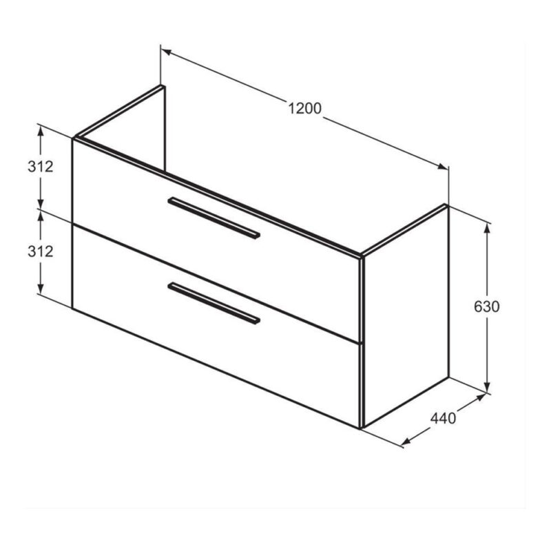Ideal Standard i.life A Wall Mounted Basin Unit 1200mm 2 Drawer Coffee Oak