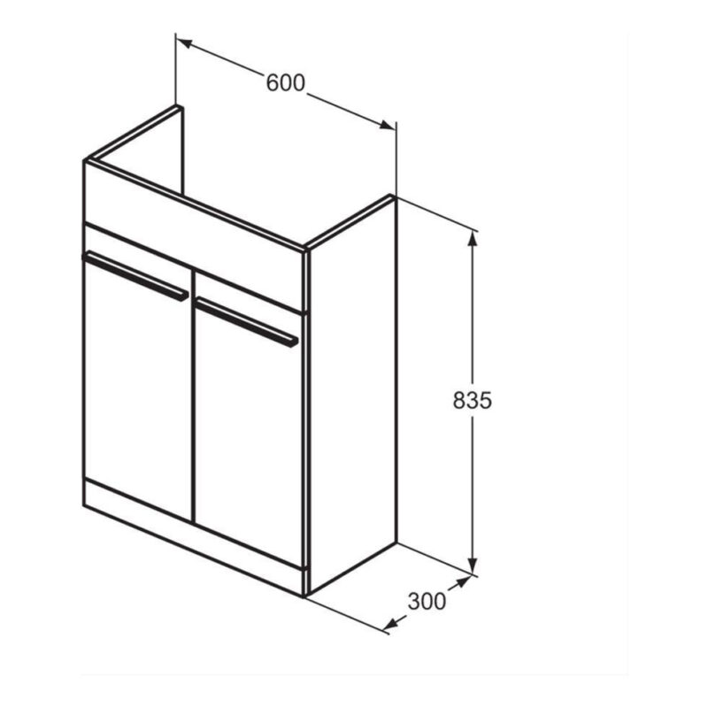Ideal Standard i.life A Semi-Countertop Basin Unit 600mm 2 Doors Coffee Oak