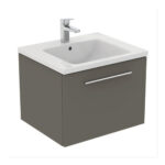 Ideal Standard i.life B 600mm 1 Drawer Wall Vanity Unit Matt Quartz Grey
