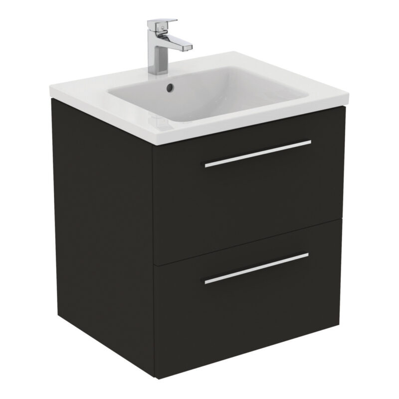 Ideal Standard i.life B 600mm 2 Drawer Wall Vanity Unit Matt Carbon Grey Ideal Standard i.life B 600mm 2 Drawer Wall Vanity Unit Matt Carbon Grey
