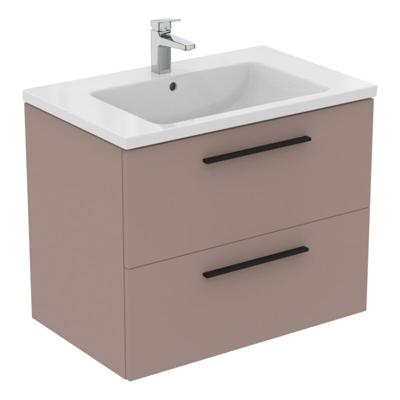 Ideal Standard i.life B 800mm 2 Drawer Wall Vanity Unit Matt Greige